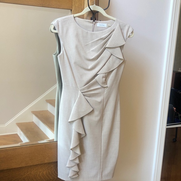 CALVIN KLEIN Ruffle Detail Business Casual Dress Size 4 - Picture 1 of 6